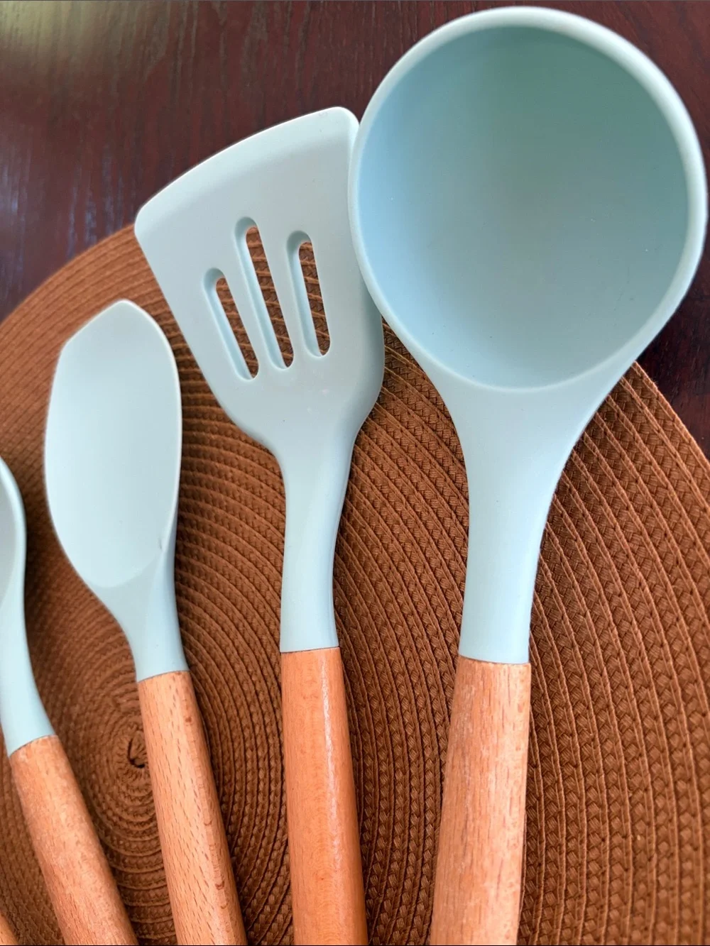 Elever Mint Silicone & Wood Kitchen Utensil Set - 6 Piece